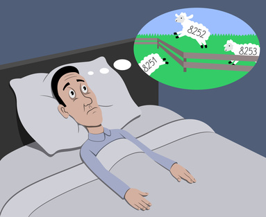 man counting sheep due to insomnia