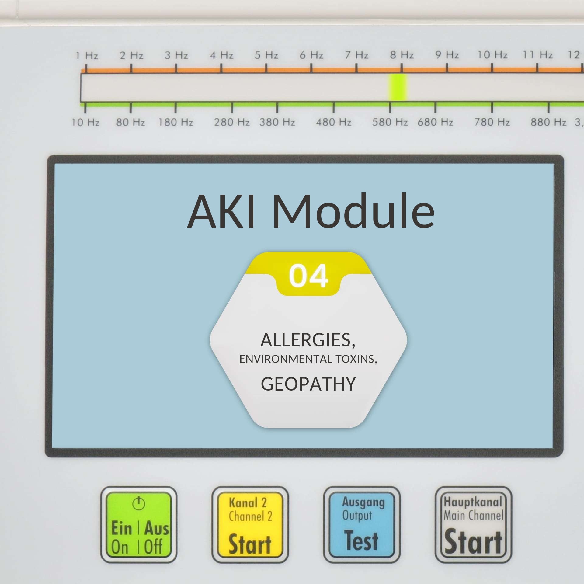 gstf4-aki-specialist-module-4-allergies-and-stresses-en - Bioresonance.org AKI specialist module 4 Allergies, environmental toxins, geopathy, BICOM optima screen showing AKI Module 04