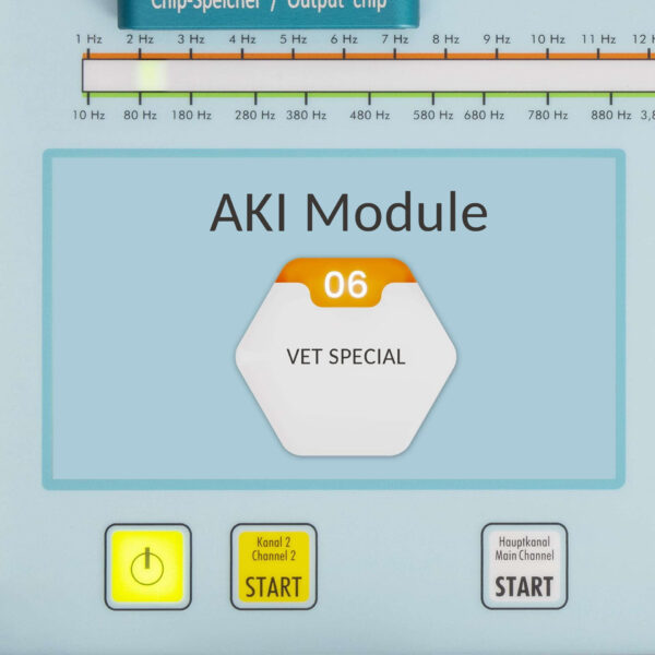 AKI specialist module 6 VET special, BICOM optima screen showing AKI Module 06
