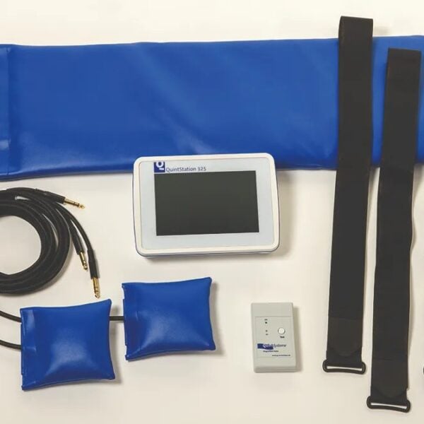 QuintStation 325 kit contents: device, applicator pads, straps, cables and power supply