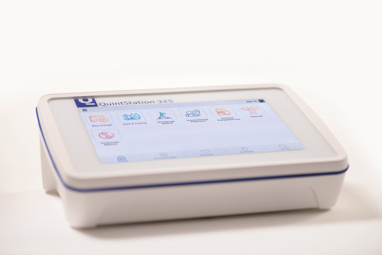 The QuintStation 325 home screen with module tiles