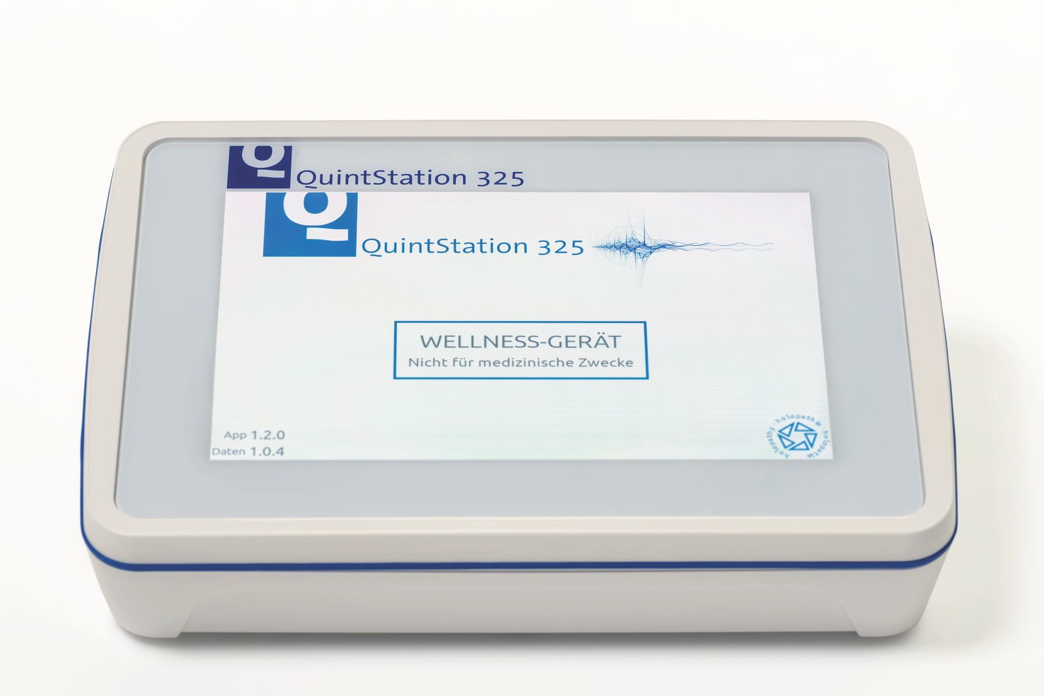 The QuintStation 325 start screen reading WELLNESS-GER&Auml;T, nicht f&uuml;r medizinische Zwecke